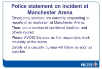 wpis policji z Manchesteru o rannych i ofiarach śmiertelnych