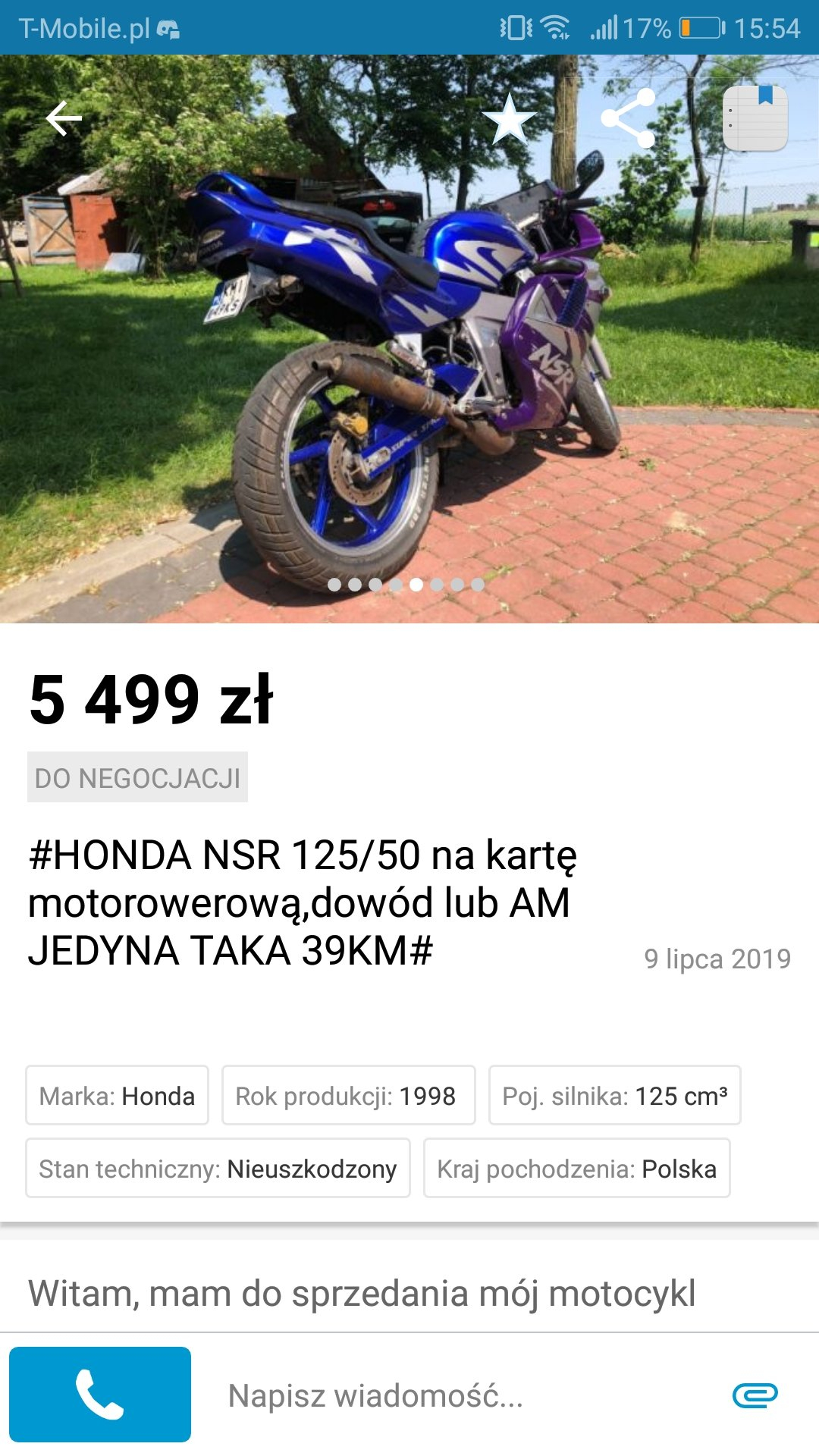 Honda Nsr 125 Mająca 39 Km Zarejestrowana Na 50... - Thebloody - Wykop.pl