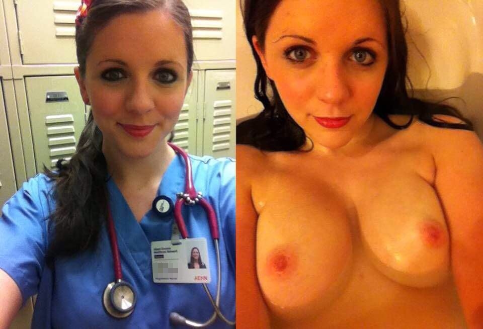 Nurse scrubs selfie nude.