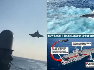 Image shows US F-35 stealth fighter crashing into the South China Sea