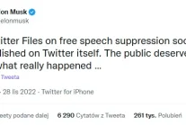 Elon Musk ujawni pliki Twittera dotyczące tłumienia wolności słowa