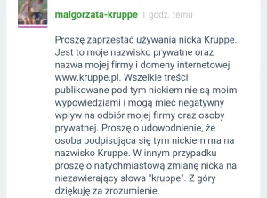 Śmieszne żądanie Małgorzaty Kruppe, właścicielki kruppe.pl wobec wykopowicza