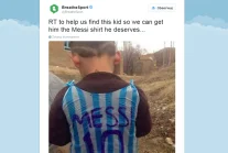 Chłopiec zrobił sobie koszulkę Messiego z reklamówki. Internauci chcą go znaleźć